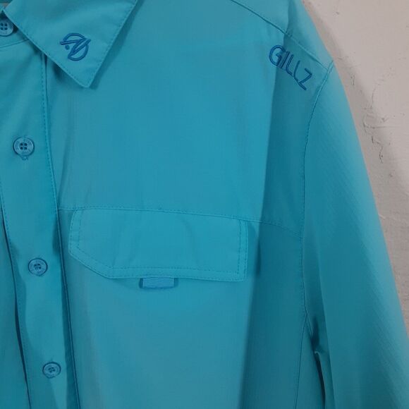 Gillz Adult Men's L Blue Short Sleeve Vented Fishing Shirt Breathable Outdoor - Picture 2 of 9